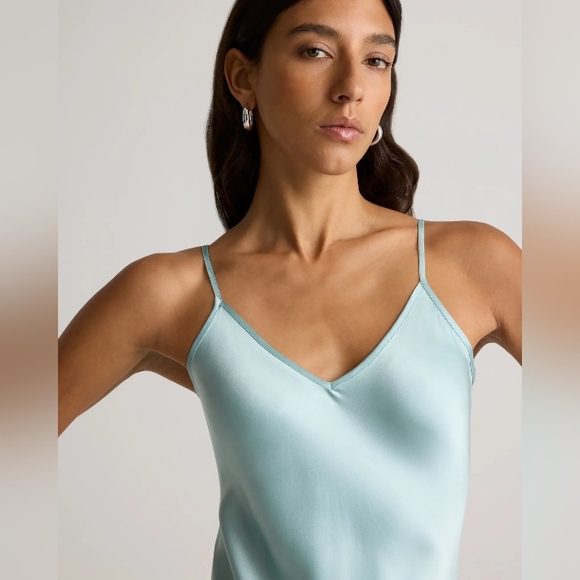 Quince 100% Silk Slip Dress. Aqua Blue. Medium. Washable. Perfect Condition. - Picture 14 of 17